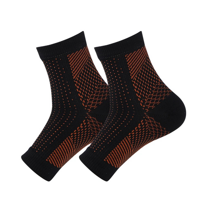 Compression Ankle Socks for Neuropathy - AnkleSupport Pro-Black-Orange-M (2-9) - see size chart-Nora Luxe
