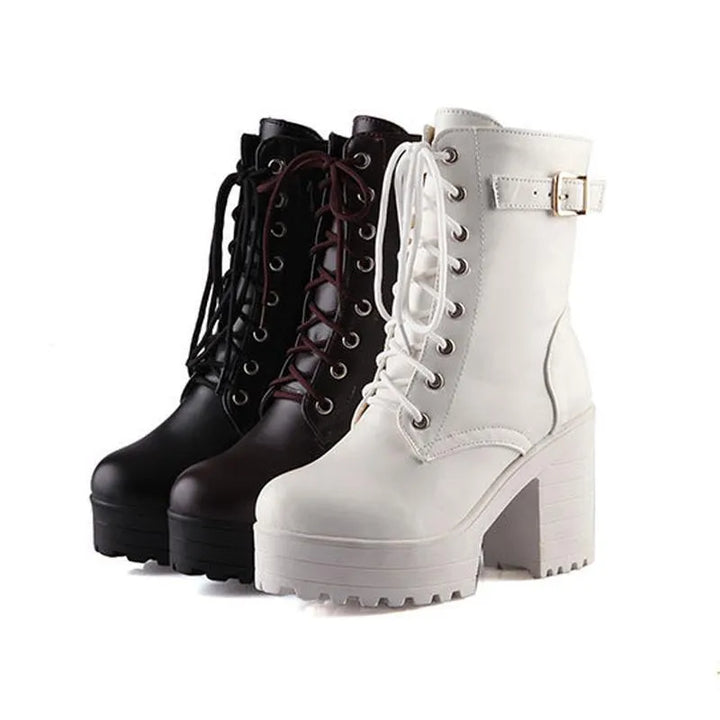 Cool Lace-up Shoes with Buckle and Profile Sole - Luna-Brown-4.0-Nora Luxe