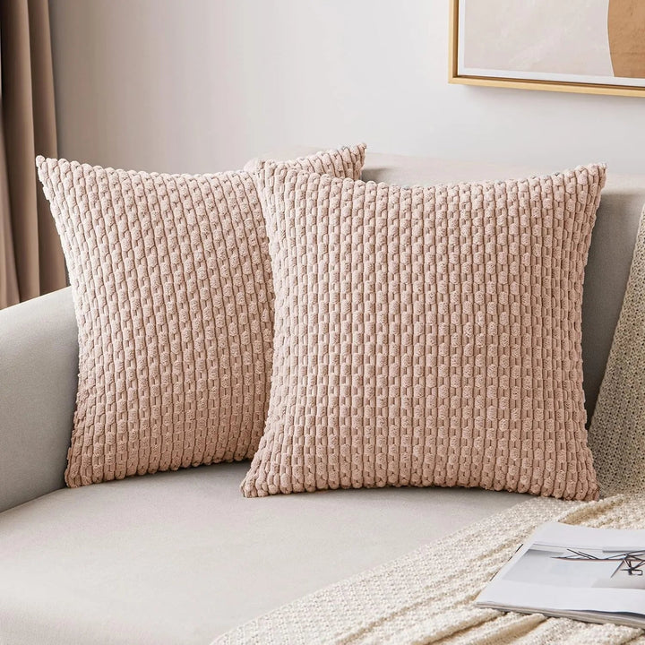 Corduroy Cushion Covers with Boho Style – Velvia-Khaki-40x40CM-The Livary