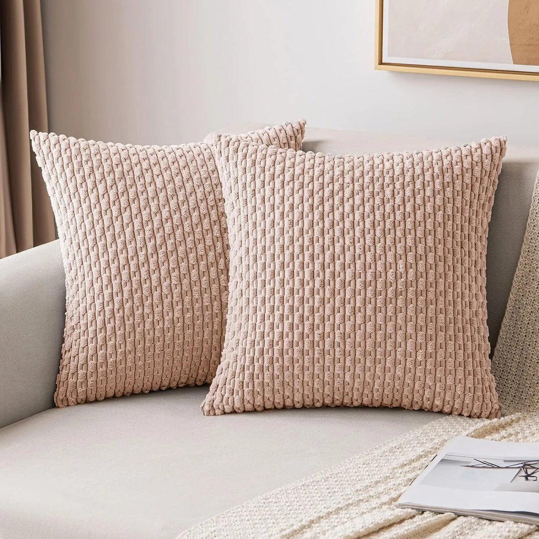 Corduroy Cushion Covers with Boho Style – Velvia-Pink-40x40CM-The Livary