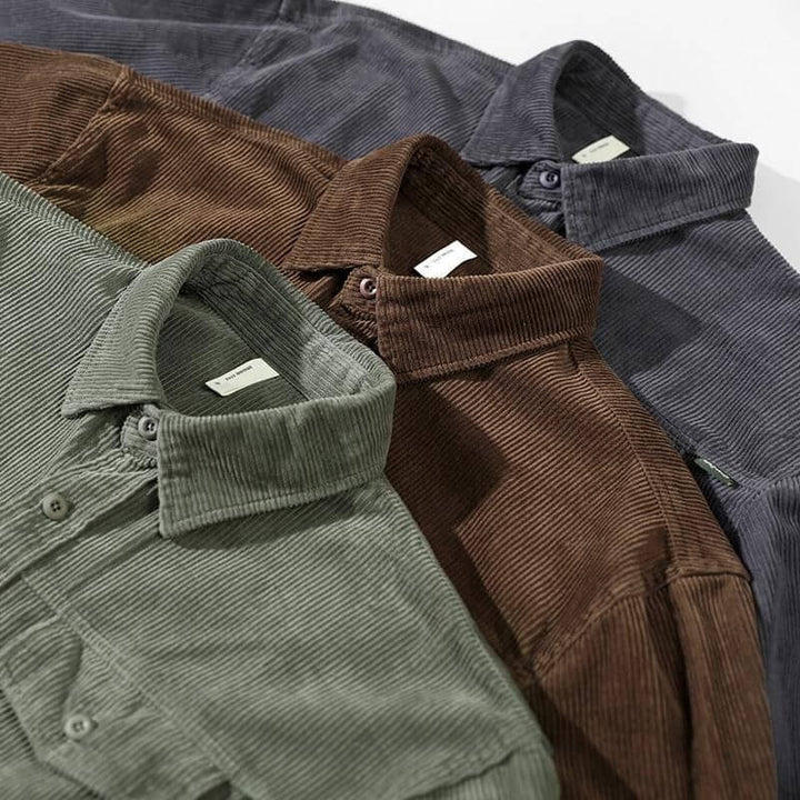 Corduroy Men's Shirt - David-Brown-S-Nora Luxe