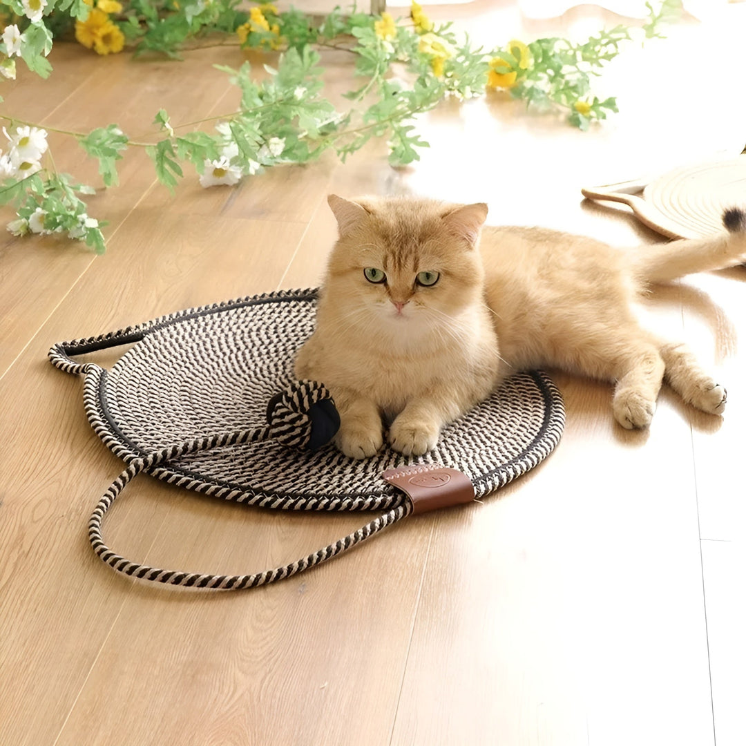 Cotton Cat Scratching Mat of Rope - ClawGuard-Black-Nora Luxe