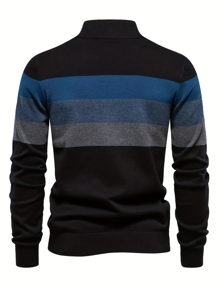 Cotton Knit Men's Sweater - Wyatt-Dark blue-S-Nora Luxe