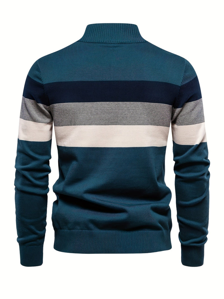 Cotton Knit Men's Sweater - Wyatt-Dark blue-S-Nora Luxe