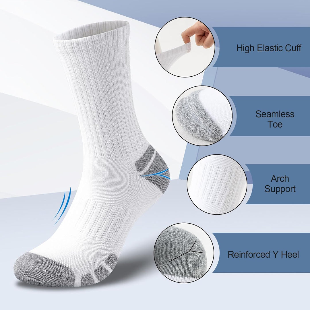 Cotton Sports Socks Unisex (6 Pairs) - Robin-Black-S - 6.5-8.5-Nora Luxe