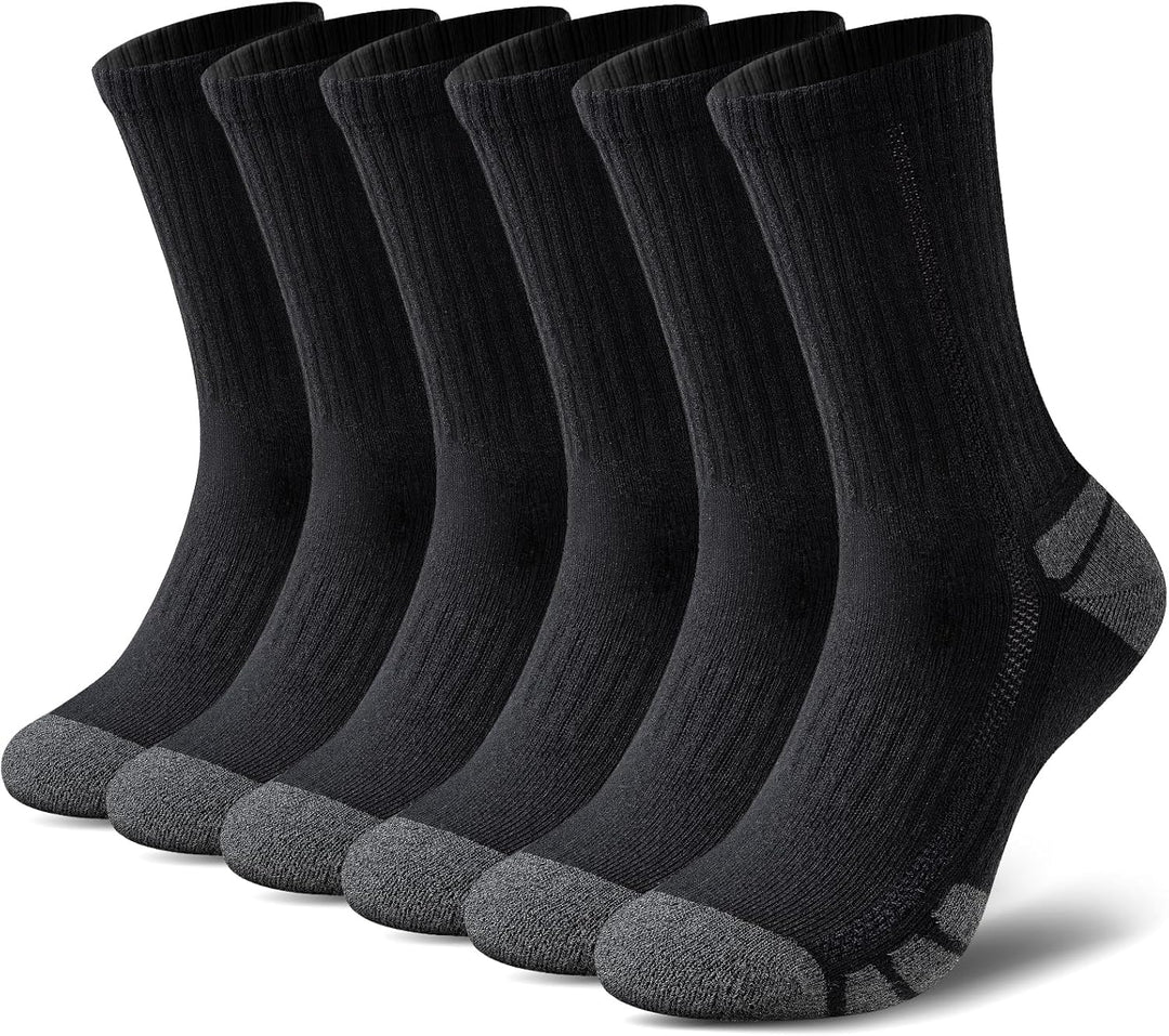 Cotton Sports Socks Unisex (6 Pairs) - Robin-Black-S - 6.5-8.5-Nora Luxe