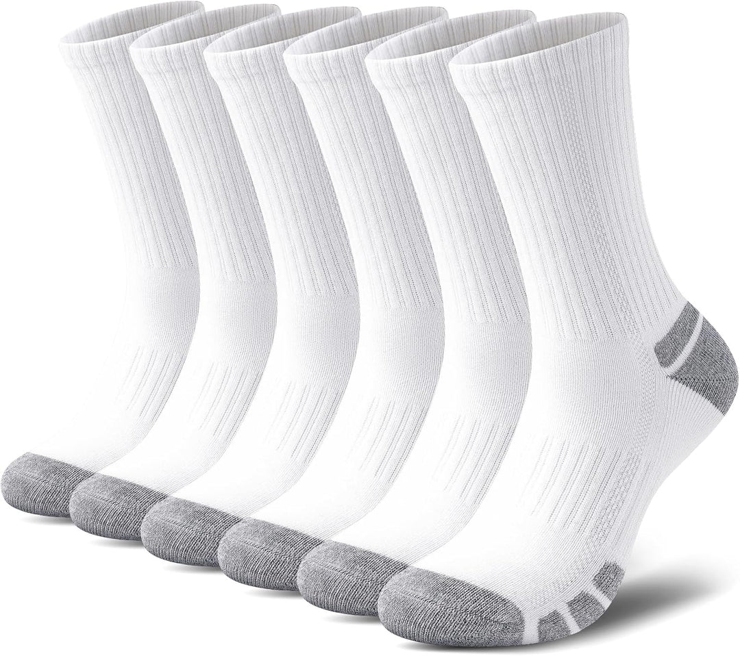 Cotton Sports Socks Unisex (6 Pairs) - Robin-White-S - 6.5-8.5-Nora Luxe
