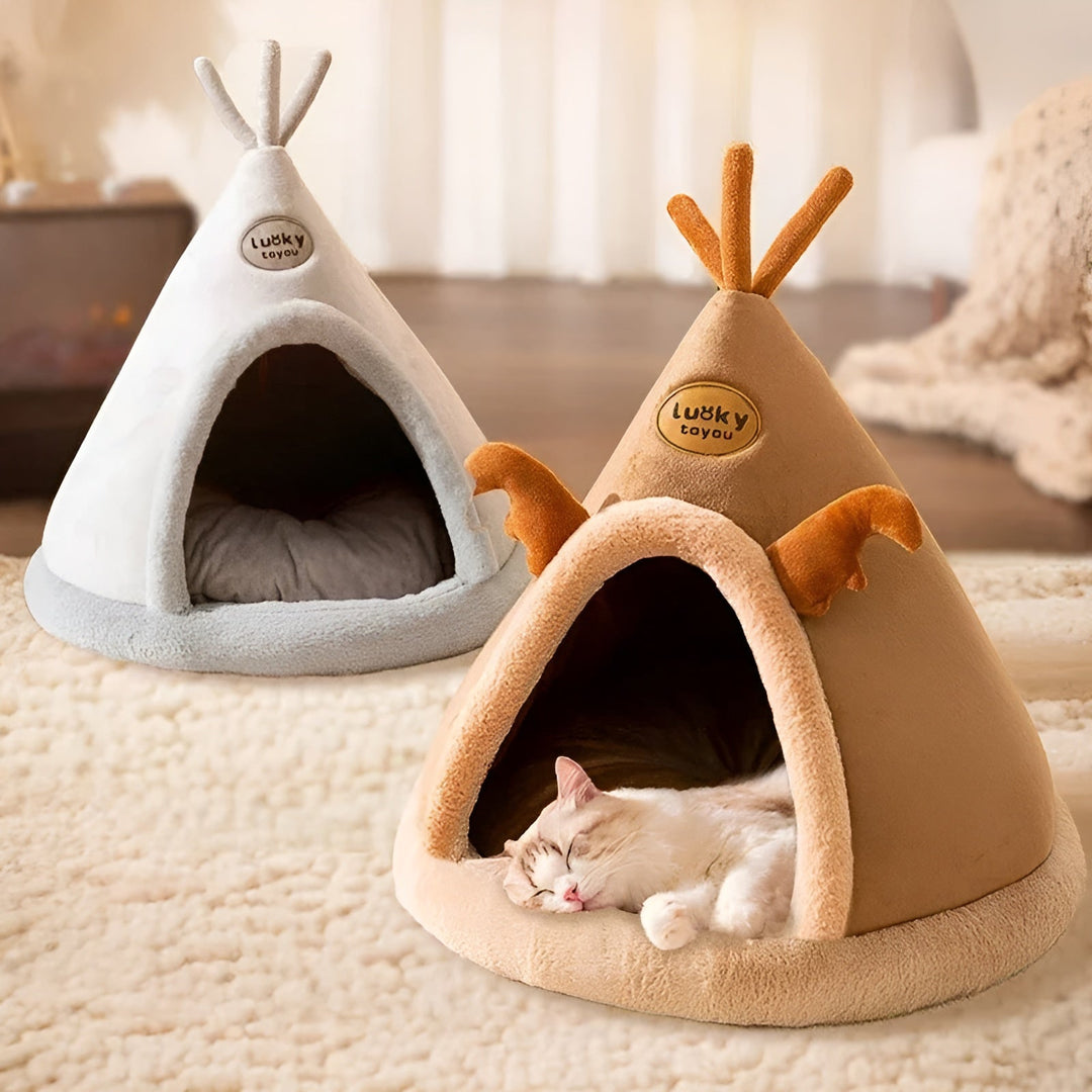 Cozy Tenthuis for Pets - PurrPalace-Brown-S-Nora Luxe