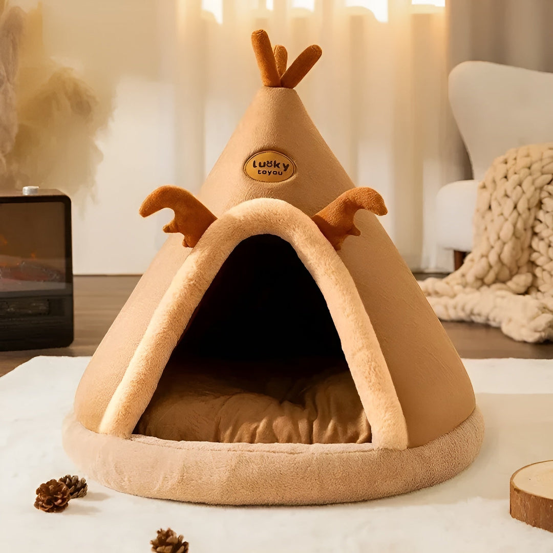 Cozy Tenthuis for Pets - PurrPalace-Brown-S-Nora Luxe