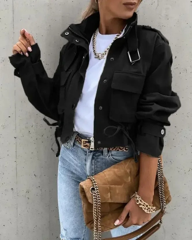 Cropped summer jacket with chic – Noëlle-Black-S-Nora Luxe