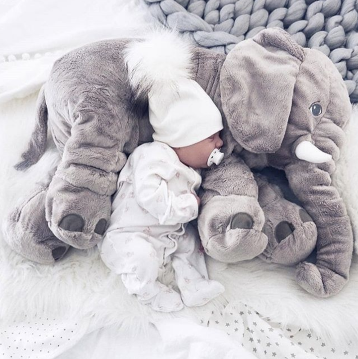 Cuddlephant Plush Elephant Cushion-Gray-15.74 in-Nora Luxe
