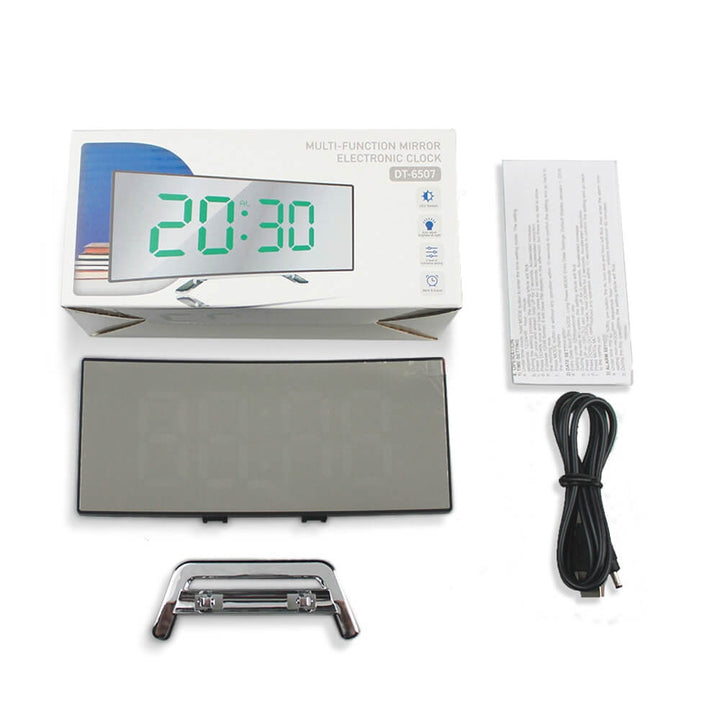 Curved LED Digital Alarm Clock with Modern Design - LumiCurve-Red-Nora Luxe