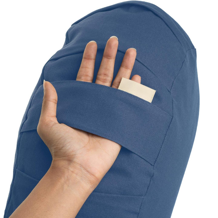 Curved Organic Cotton Meditation Cushion with Washable Cover-Blue-Nora Luxe