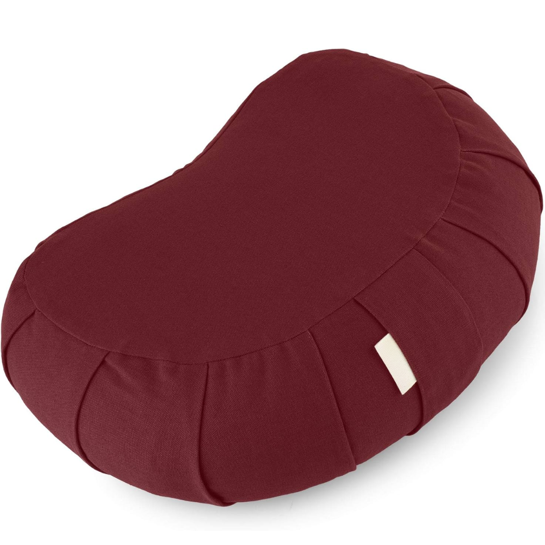 Curved Organic Cotton Meditation Cushion with Washable Cover-Brown-Nora Luxe