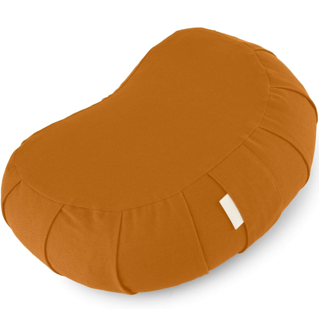 Curved Organic Cotton Meditation Cushion with Washable Cover-Orange-Nora Luxe