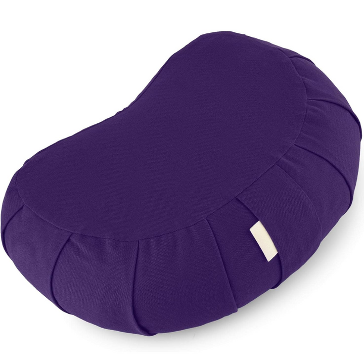 Curved Organic Cotton Meditation Cushion with Washable Cover-Purple-Nora Luxe
