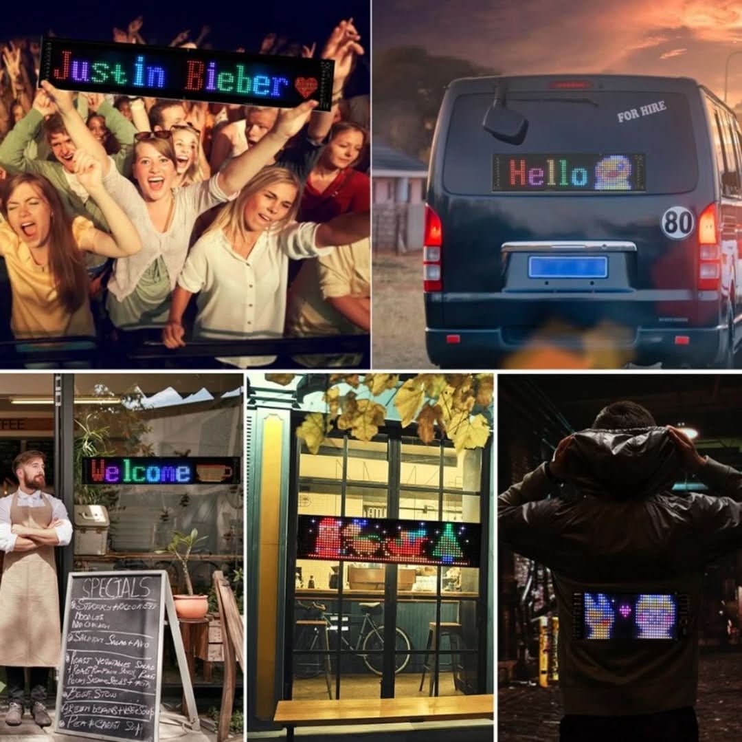 Customisable LED Car Display - GlowSign-16x32 LEDs - 2.76″ × 6.69″-Nora Luxe