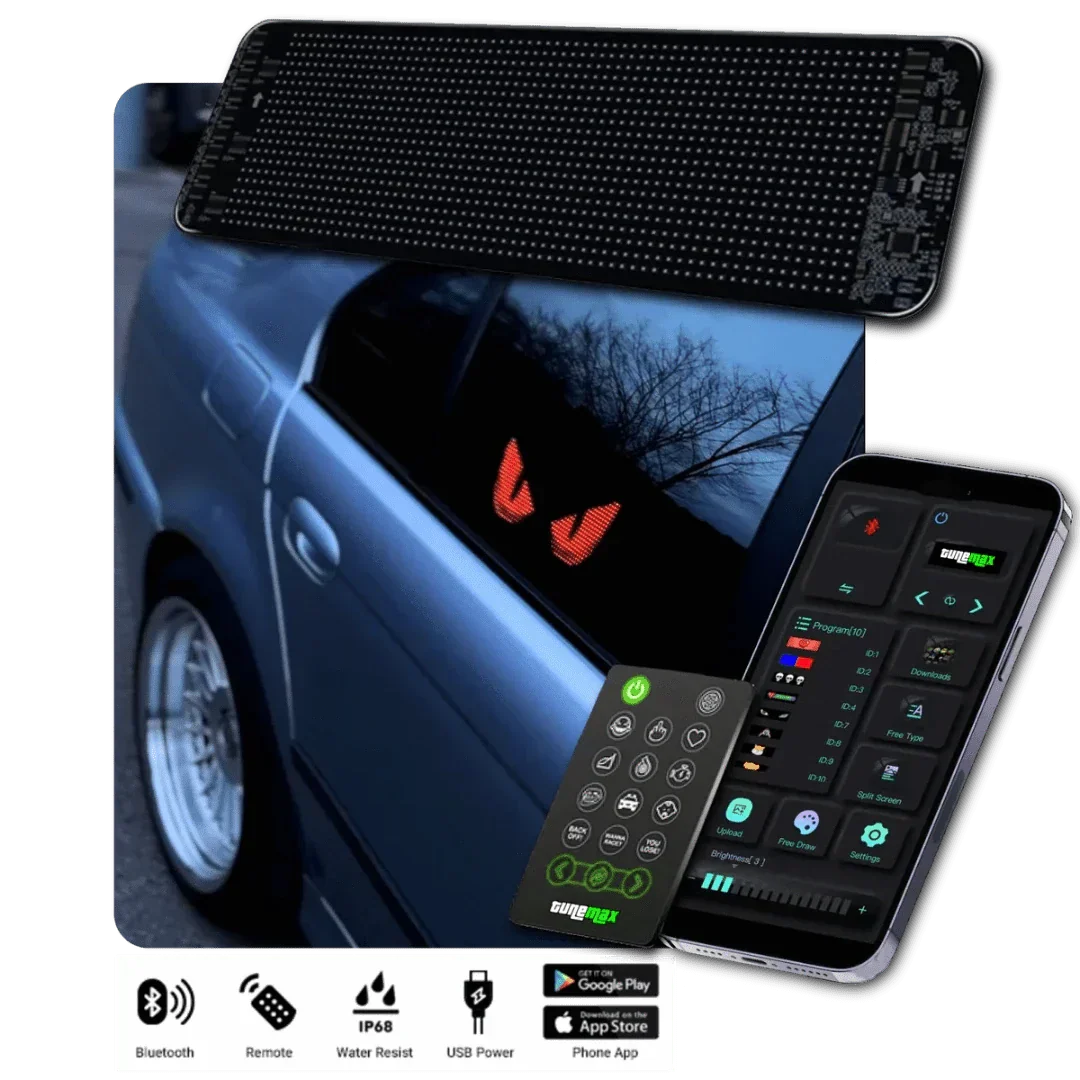 Customisable LED Car Display - GlowSign-16x32 LEDs - 2.76″ × 6.69″-Nora Luxe