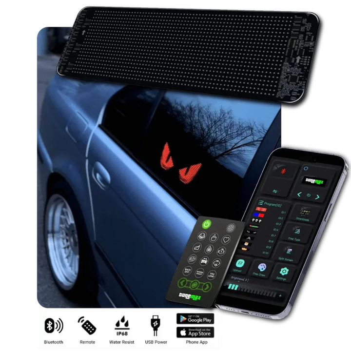 Customisable LED Car Display - GlowSign-16x32 LEDs - 2.76″ × 6.69″-Nora Luxe