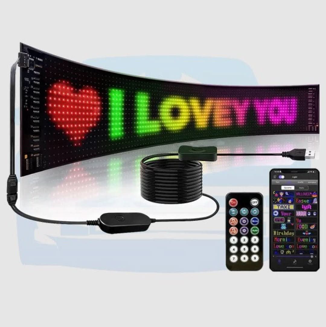 Customisable LED Car Display - GlowSign-16x32 LEDs - 2.76″ × 6.69″-Nora Luxe