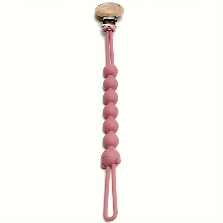 Cute Bear Pacifier Chain - TeddyClip-Old Pink-Nora Luxe