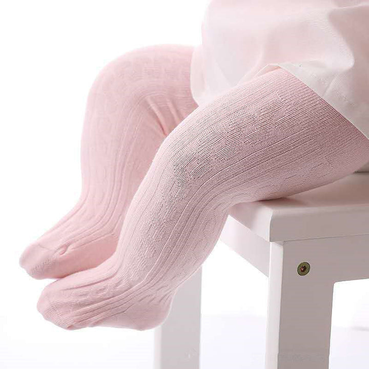 Cute Girls Cotton Knitted Tights-Pink-S-Nora Luxe
