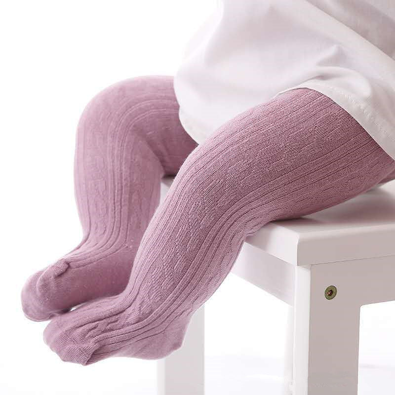 Cute Girls Cotton Knitted Tights-Purple-S-Nora Luxe