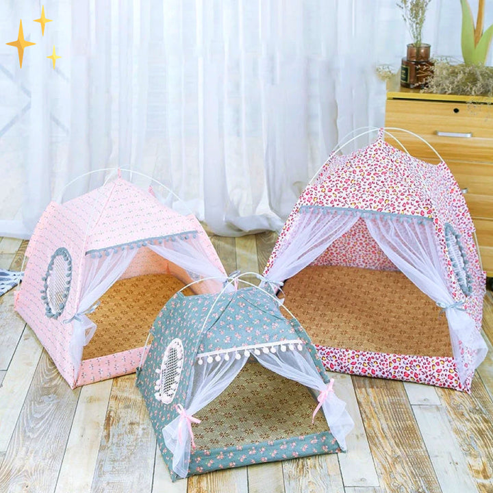 Cute Pet Tent with Curtains - PetTent-Light Pink-S-Nora Luxe