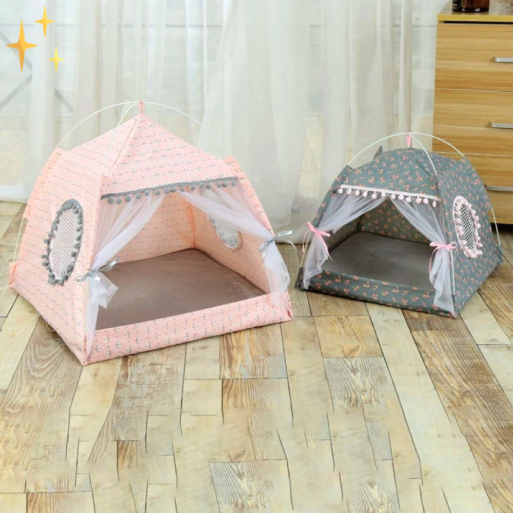 Cute Pet Tent with Curtains - PetTent-Light Pink-S-Nora Luxe