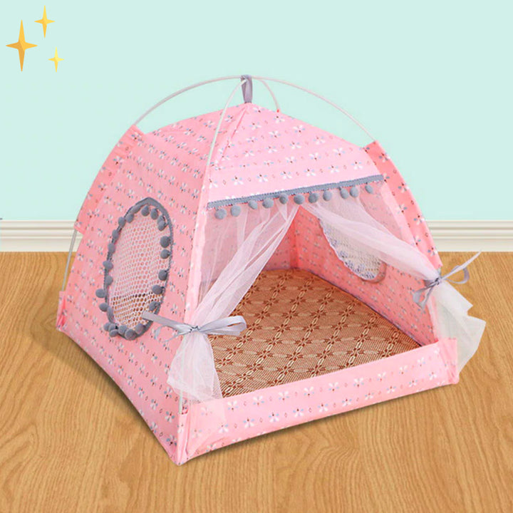 Cute Pet Tent with Curtains - PetTent-Light Pink-S-Nora Luxe