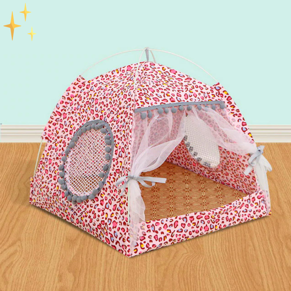 Cute Pet Tent with Curtains - PetTent-Pink Panther-S-Nora Luxe