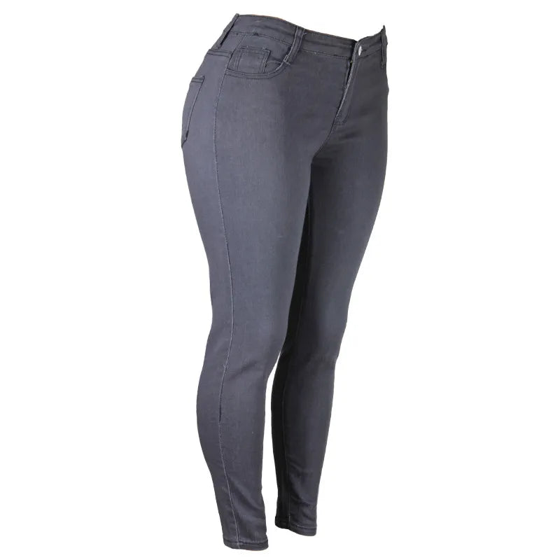 Dunkelgraue Damen-Jeans, Skinny-Fit, elastisch, modisch, bequem, Alltagskleidung.