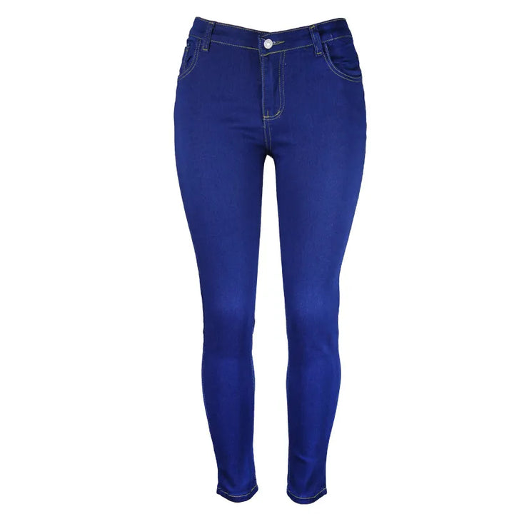 Blaue Damenjeans, Skinny Fit, elastisch, modisch, bequem, Alltagskleidung.