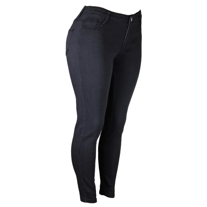 Schwarze Damen-Jeans, Skinny-Fit, elastisch, modisch, bequem, Alltagskleidung.