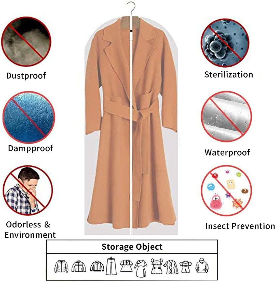 Clear PEVA Garment Storage Bags – 12 Pack Dustproof Clothes Protectors