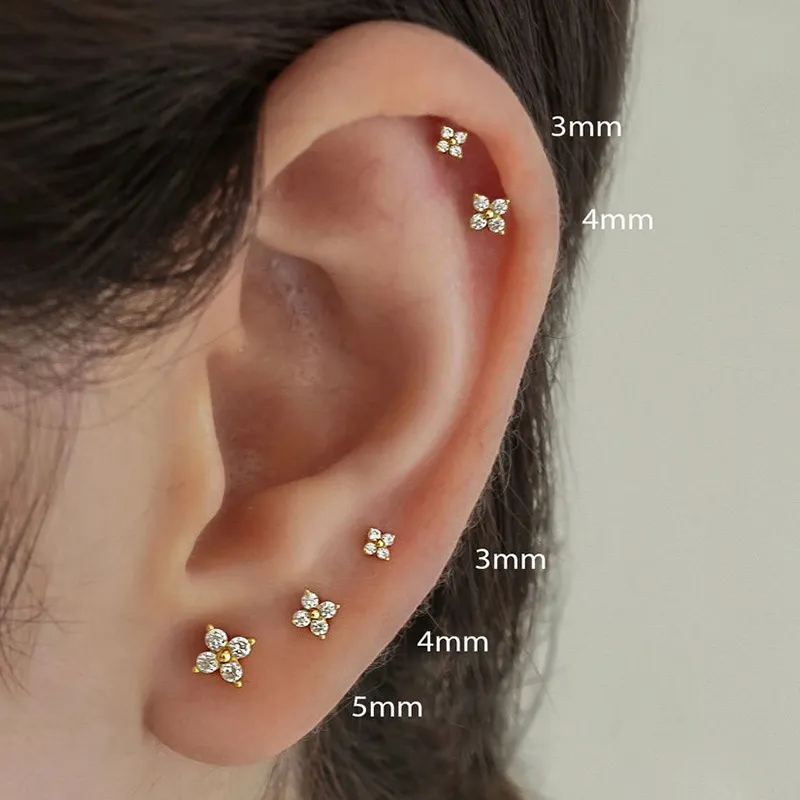 Delicate Flower Ear Studs - Sophie-Gold-Set of 3 pairs-Nora Luxe