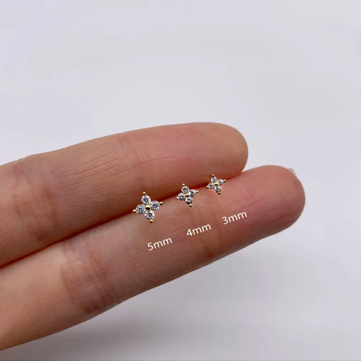 Delicate Flower Ear Studs - Sophie-Gold-Set of 3 pairs-Nora Luxe
