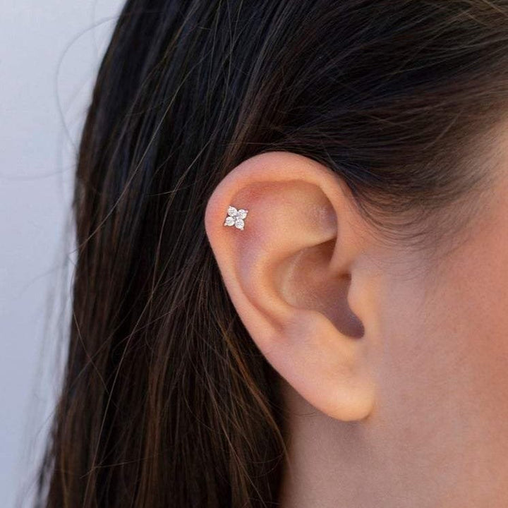 Delicate Flower Ear Studs - Sophie-Silver-Set of 3 pairs-Nora Luxe