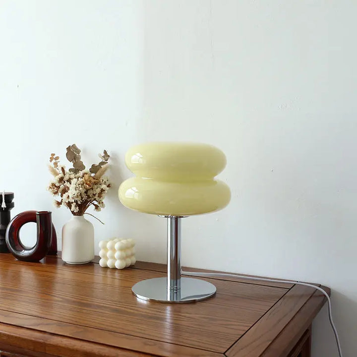 DESIGNER GLASS TABLE LAMP - AMBIENT LED LAMP FOR BEDROOM AND STUDY-Yellow-Nora Luxe