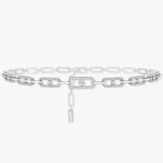 Diamond Fusion Multi-Diamond Ring Choker Necklace | Elegant Statement Jewellery-White Gold-26-40cm-Nora Luxe