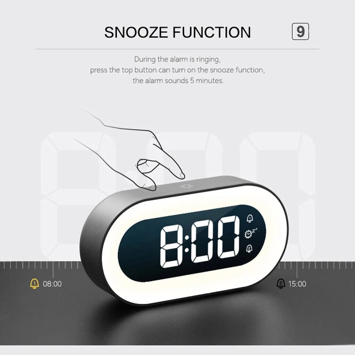 Digital Alarm Clock with Night Light - Lumino-White-Nora Luxe