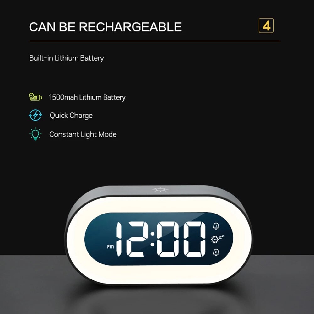 Digital Alarm Clock with Night Light - Lumino-White-Nora Luxe