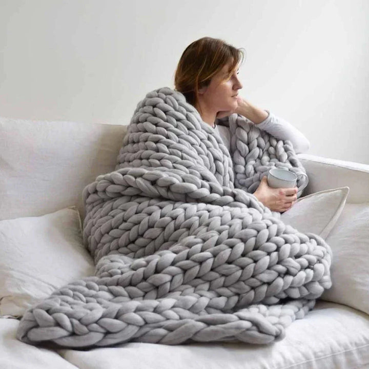 DIY Chunky XL 1000 Gram Wool Yarn for Soft Blankets - LuxeWool-Light Gray-0.00220462 lbs-Nora Luxe