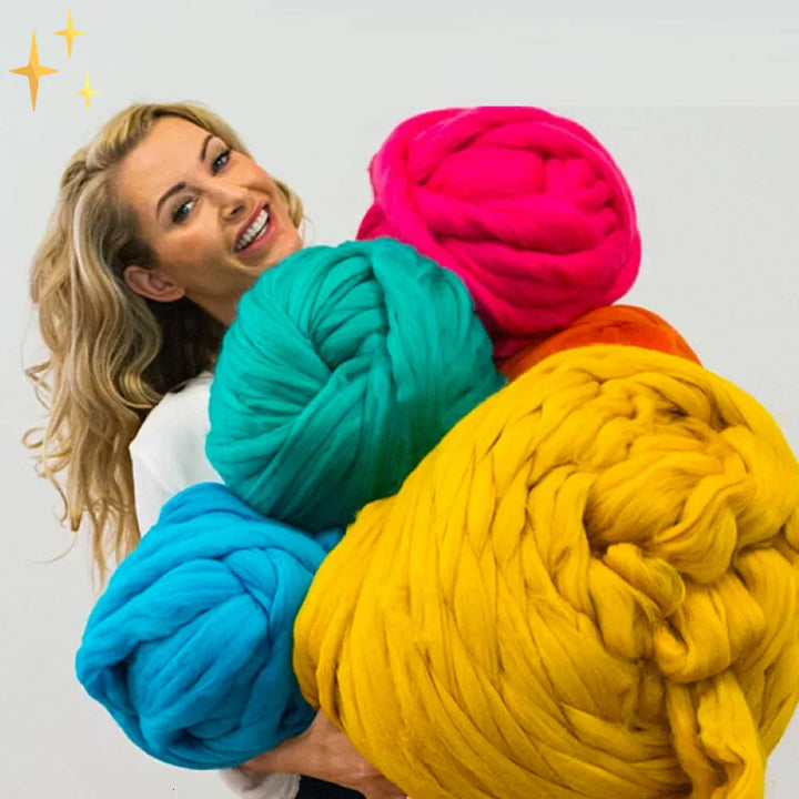 DIY Chunky XL 1000 Gram Wool Yarn for Soft Blankets - LuxeWool-Soft Blue-0.00220462 lbs-Nora Luxe
