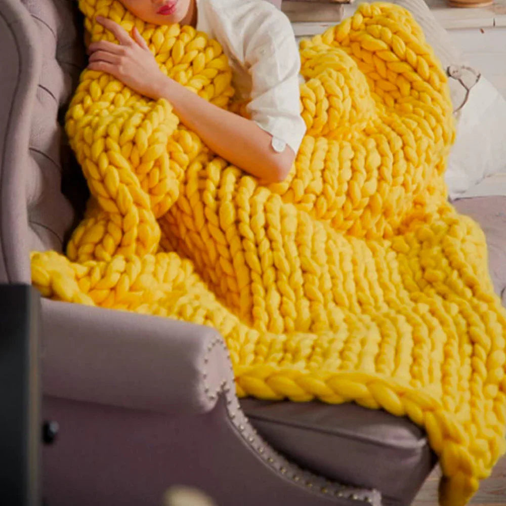 DIY Chunky XL 1000 Gram Wool Yarn for Soft Blankets - LuxeWool-Yellow-0.00220462 lbs-Nora Luxe