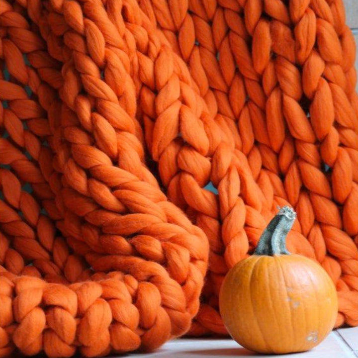 DIY Chunky XL Wool Yarn for Super Soft Blanket - CosyWeave-Orange-Nora Luxe