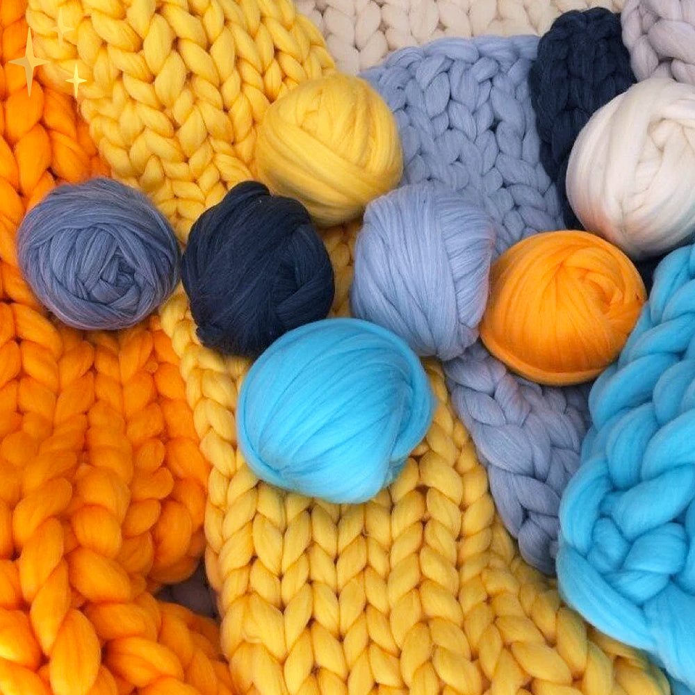 DIY Chunky XL Wool Yarn for Super Soft Blanket - CosyWeave-Soft blue-Nora Luxe
