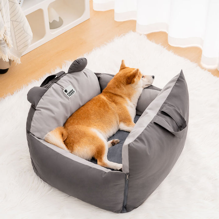 Dog Car Bed - BearBuddy-Gray-Single-Nora Luxe