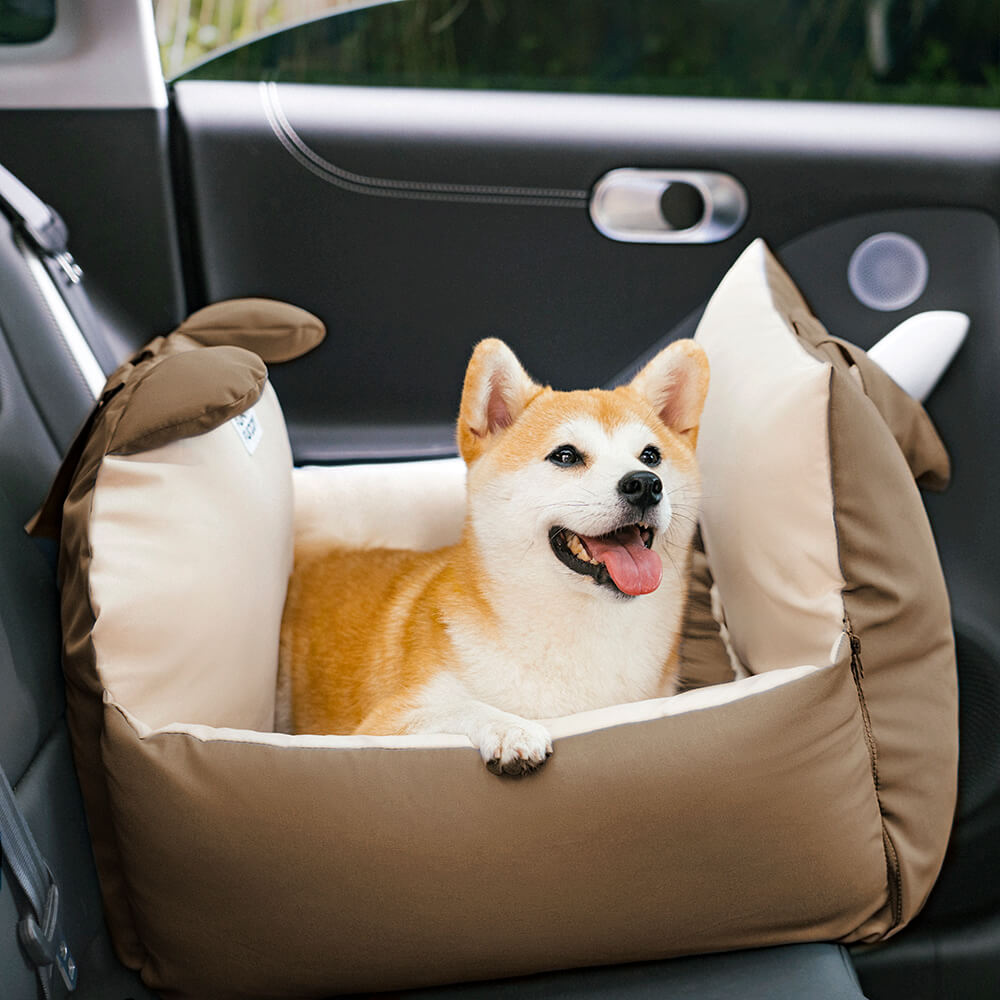 Dog Car Bed - BearBuddy-Khaki-Single-Nora Luxe
