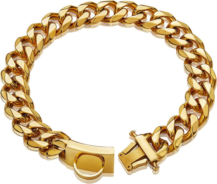 Dog Collar - TitanSteel-Gold-17.72 inches-Nora Luxe